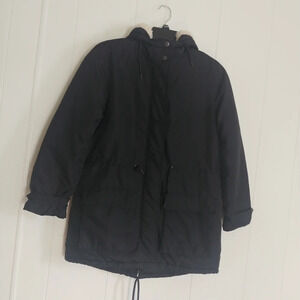 Giordano Navy Black Padded Puffer Hooded Jacket Women's Sz Large